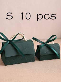 10-Pack of Stylish Embossed Gift Boxes, Available in Various Colors, with Satin Ribbon and Faux Pearl Handles, Embossed Floral Candy Boxes, Suitable for Various Occasions Mother's Day, Father's Day, Graduation Season, Wedding, Halloween, Christmas, Birthday Mini Packaging Bags
