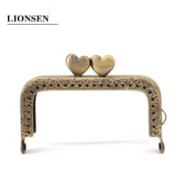 LIONSEN 8.5cm Heart Square Metal Purse Frame Handle for Clutch Bag Coin Kiss Clasp Lock Silver Hardware Bag Accessory