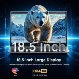 Light Gaming Laptop 18.5" FHD, AMD Ryzen 5 7430U 16GB DDR4 RAM 512GB NVMe SSD WiFi 6 Ultra Slim Notebook Computer for Business