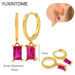 925 Silver Ear Needle Rose Red Hoop Earrings For Women Exquisite Water Drop/Flower/Heart Crystal Piercing Huggie Earring Jewelry