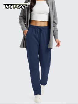 TACVASEN Sherpa Lined Drawstring Straight-Leg Sweatpants Womens Thermal Waist Outdoor Cotton Pants Waterproof Thick Trousers