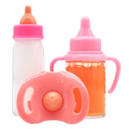 Zhexitoy Disappearing Dolls Feeding Bottles Sets including Nipple、Milk and Juice Bottle, Baby Doll Accessories, Kids Gifts