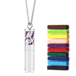 Cylindrical Aromatherapy Essential Oil Diffuser Necklace Storage Bottle Stainless Steel Pendant Fashion Perfume Lockets Jewelry