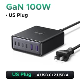 UGREEN 100W 65W GaN Charger Desktop Laptop Fast Charger 6 in 1 For Macbook Air iPad iPhone18 17 16 Pro Max Xiaomi Samsung Tablet