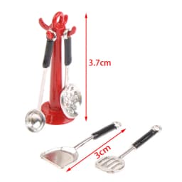 1:12 Dollhouse Miniatures Mini Kitchen Tableware Wooden Knife And Fork Metal Pot Set Doll House Toys Decor Accessories