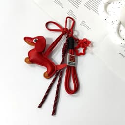 1PC Dachshund Keychain Bag Charm Mini Star PU Leather Creative Gift for Women Purse Car Hanging Chatm Accessories