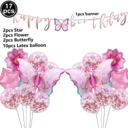 1set Pink Butterfly Balloons 32inch Number Balloon Set Happy Birthday Butterfly Foil Balloon Baby Shower Birthday Party Decors