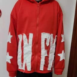 star pattern patchwork sweater letters long-sleeved pullover hoodie loose and fashionable trendy original street style vintage