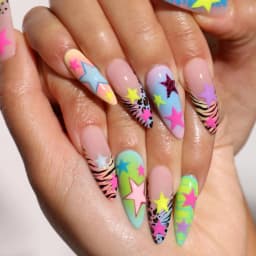 24pcs Autumn Leopard Pattern Fake Nail Tips Shiny Large Crystal French Wearable Press on Nails Spice Girls Fashion False Nails