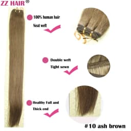 ZZHAIR 100% Human Hair Extensions 16"-26" Machine Made Remy Hair Weft Weaving 100g/Pcs Straight Natural Silk Non-clips