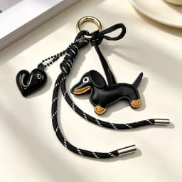 1PC Dachshund Keychain Bag Charm Mini Star PU Leather Creative Gift for Women Purse Car Hanging Chatm Accessories