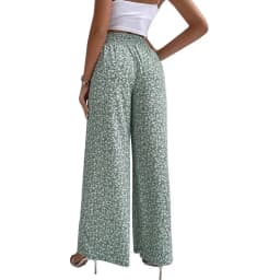 2024 New Red Green Blue Black Floral High-Waisted Bell-Bottoms Pants Loose and Comfortable Slim Ladies Design Feeling Pants