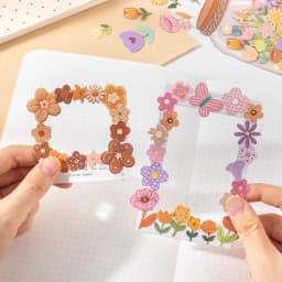 Journal GO Mini Flower Hard Card Sticker Set 90 Sheets of Floral & Plaid Patterns for Journaling Scrapbooking and DIY Crafts