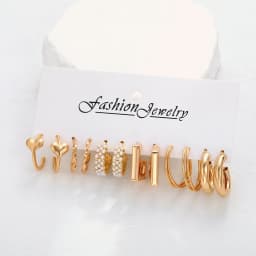 Boho Big Circle Hoop Earring Set for Women, Gold Color Bohemia Vintage Pearl Earring Heart Zircon Ear Studs Jewelry Gifts