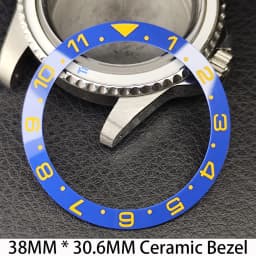 Sloping 38mm * 30.6mm Ceramic/Aluminum Bezel GMT and Diving Watch Insert Fits for 40mm Men's Watch Case Bezel Replacement Insert