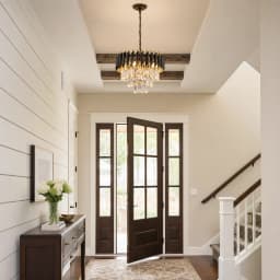 Modern Black and Gold Crystal Chandelier, Luxury K9 Crystal Dining Room Chandelier Light Fixture, Adjustable Chain Hanging Pendant Ceiling Light for Living Room Bedroom Foyer Entryway Kitchen Island Hallway