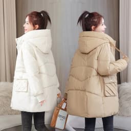 Thickened down Cotton Jacket Women's Mid-Length Padded Coat Korean Style Loose Fit Winter Clothes Small Size Friendly