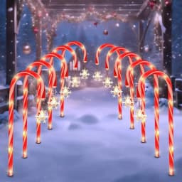 5PC/8PC One Set Of Waterproof Snowflake Cane Candy Lights, Solar Christmas Lights For Outdoor Garden Party Christmas Decoration