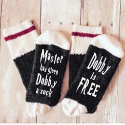 Unisex Novelty Socks 'Master Has Given Dobby a Sock Dobby Is Free' Funny Soft Cotton Letter For Women Men Christmas Present