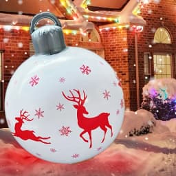 1 Pc 40cm PVC Inflatable Christmas Decoration Ball Ornament. Christmas Outdoor Holiday Yard Lawn Porch Decoration