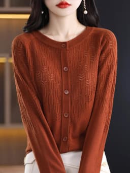 Spring Autumn Women Wool Blend Sweater O-neck Hollow Out Cardigan New Fashion Casual Knitted Slim Soft Jacket Bottoming Tops