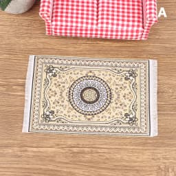1Pc 1:12 Dollhouse Miniature Floor Rug Mat Turkish Woven Cover Carpet Model Bedroom Living Room Decor Toy Doll House Accessories