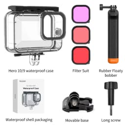 TELESIN 60M Waterproof Housing Case for Gopro Hero 13 12 11 10 9 Diving Protective Underwater Cover Lens Filter Buoyancy Rod Set
