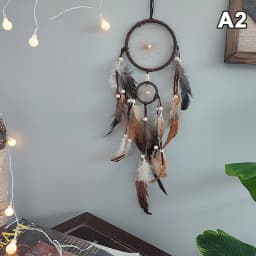 1 Pc Indian Dream Catcher with Brown Feathers - Wall Hanging Dream Catcher Bedroom Accessories - Wind Chime Dream Catcher