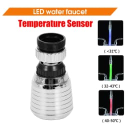 360 Degree Rotatable LED Faucet Light Multiple 360 Water Saving Light Tap Nozzle For Kitchen Bathroom Aerator Stream Glow