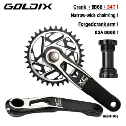 GOLDIX Mountain Bike Crank Chain Wheel Set, Fixed with 3 Screws, Leg Length 170mm/175mm Offset 3 Degrees 30T 32T 34T 36T 38T