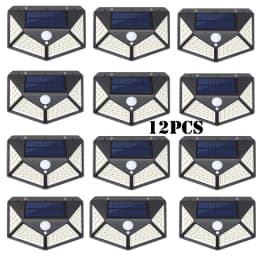 1-12 Pack Solar Lights Outdoor 100 LED Wall Lamp Motion Sensor Lights Waterproof Solar Street Light for Garden Porch Yard Garage
