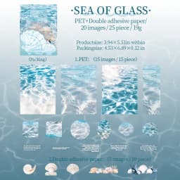 25 Sheets Blue Ocean Theme Dual Texture Sticker Pack for Scrapbook DIY Photo Frame Collage Journal Decoration
