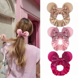 3 Pcs Cute Mouse Ears Hair Scrunchies 12 Styles Velvet Bows for Women Girls Birthday Date Amusement Park Party Hair Bands