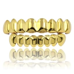 Gold Silver Plated Hiphop Teeth Grillz Top Bottom Set with Vampire Tooth Design for Party Streetwear Cool Dental Accessory