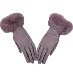 Suede Soft Warm Gloves Women's Woolen Mouth Winter Cycling Plus Velvet Finger Gloves Cycling Driving Thickened Furry Gloves G434