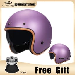 Jet Helmet DOT Open Face Helmet for Men Women Retro 3/4 Motorcycle Helmets Vintage Cafe Racer Half Face Helmet Capacete De Moto