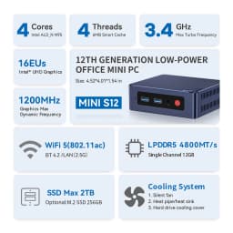 Beelink Mini S MINI S12 Intel Win 11 N5095 N95 Mini PC DDR4 8GB 128GB 16GB 256GB 512GB SSD Desktop Gaming Computer VS U59 Pro
