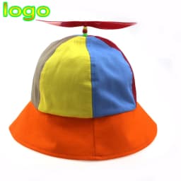 New Custom Logo Parent Child Cotton Helicopter Propeller Bucket Cap Outdoor Unisex Color Matching Sun Protection Fisherman Hat