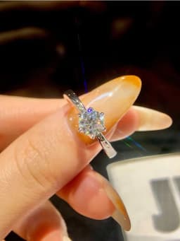 925 Sterling Silver 0.5-1ct Shiny Round Real Moissanite Diamond Ring for Women Wedding Gorgeous High Quality Fine Jewelry