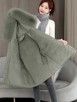 Women's Short Thickened Fleece Lined Cotton Jacket Coat Zipper Sleeve Long Sleeve Hooded Commute Style Korean Version Winter ...
