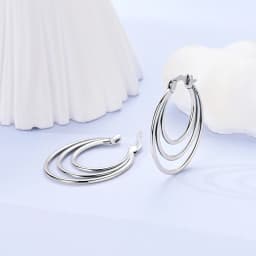 925 Sterling Silver Earrings Women Sparkling Triple-layer Oval Coil Hoop Earring For Anniversary Wedding Jewelry Gifts