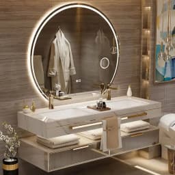 Luxury Wall Mounted Bathroom Vanity with Ceramic Sink Large Mirror Solid Wood Drawers Floating Bathroom Vanity Cabinet Furniture