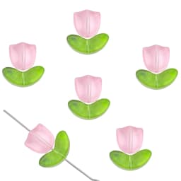 25Sets Jelly Powder Gradient Glass Tulip Petal Beaded Material DIY Handmade Bracelets, Earrings, Accessories, Hairpins