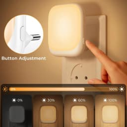 Night Light Socket with Twilight Sensor, Children's Night Light with 3 Brightness Dimmable for Bedroom, Hallway