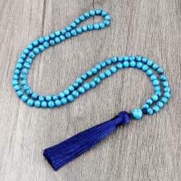108 Mala Beaded Tassel Necklace Tiger Eyes Turquesa Meditation Yoga Jewelry Women Malachite Bohemian Ethnic Amazonite Necklace