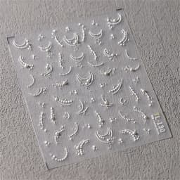 1pcs 5D Diamond Japanese White Lace Bow Nail Art Stickers Pearl Rhinestones Nail Decoration Adhesive Decals Slider DIY Accessory