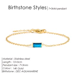 EMANCO Stainless Steel Bangle 7*3MM Square Birthstone Bracelet Sparkling High-end Rhinestone Accessories Gift