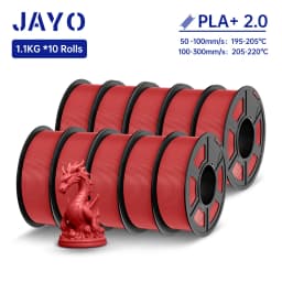 JAYO 3D Filament PLA + 2.0 10 Rolls Upgrade PLA plus 3D Printer Filament Neatly 3D Printing Material For FDM Multicolor