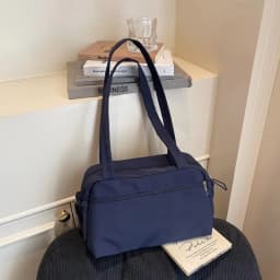 Fashion Solid Color Shoulder Bag Large Capacity Lightweight Tote Bags Nylon Handbag Women