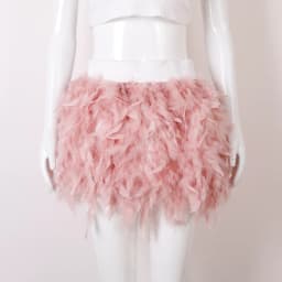 Women Solid Fluffy Feather Mini Skirt Elastic High Waist Short Skirt Halloween Carnival Party Stage Cosplay Costume Club Outfit